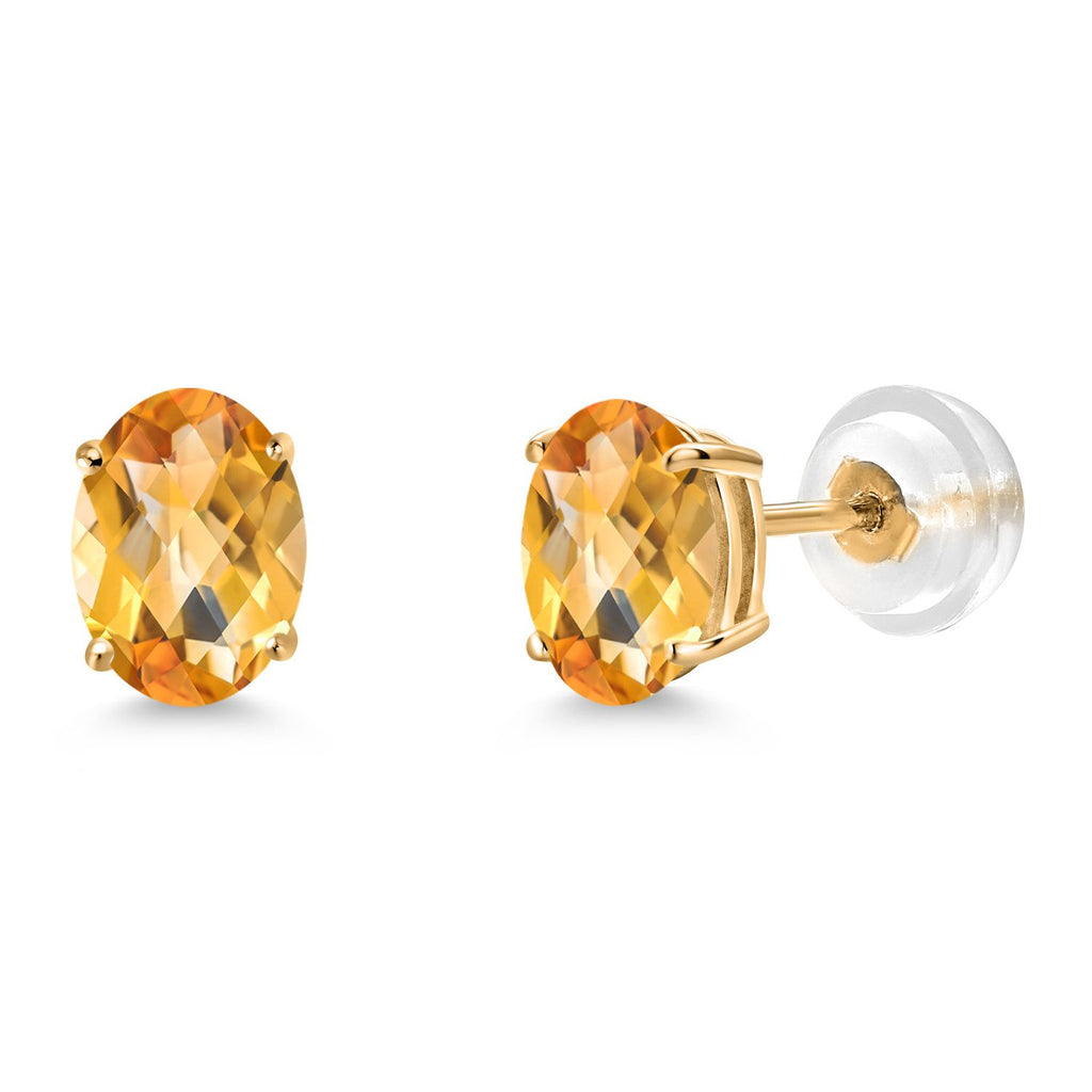 Gem Stone King Gemstone Birthstone Stud Earrings for Women Men | 14K Yellow Gold | Oval 7X5MM | Fine Jewelry Gifts for Mom Women Wife