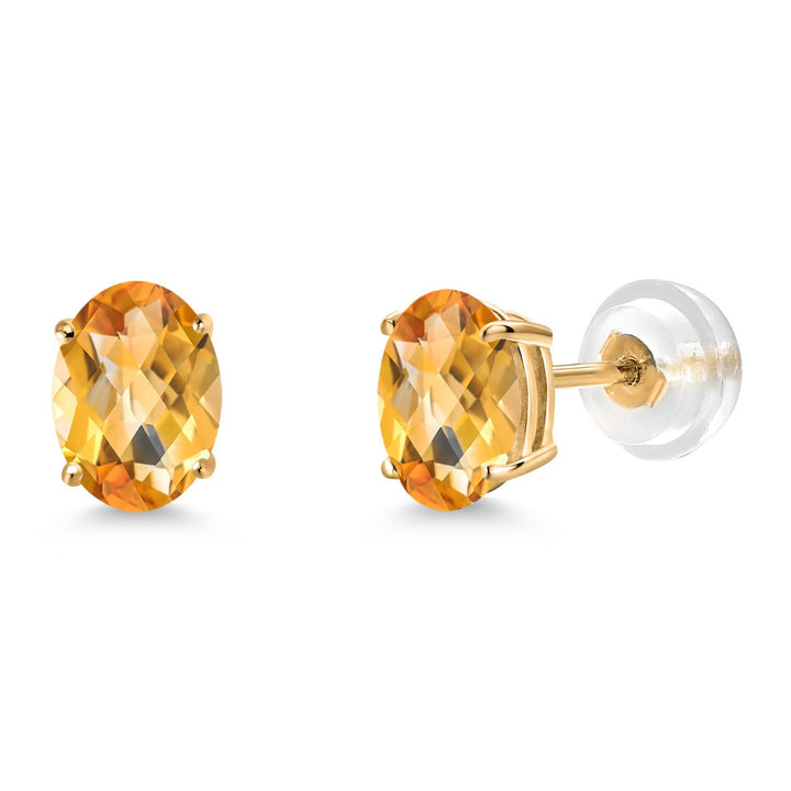 Gem Stone King Gemstone Birthstone Stud Earrings for Women Men | 14K Yellow Gold | Oval 7X5MM | Fine Jewelry Gifts for Mom Women Wife
