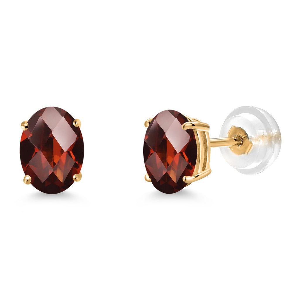 Gem Stone King Gemstone Birthstone Stud Earrings for Women Men | 14K Yellow Gold | Oval 7X5MM | Fine Jewelry Gifts for Mom Women Wife