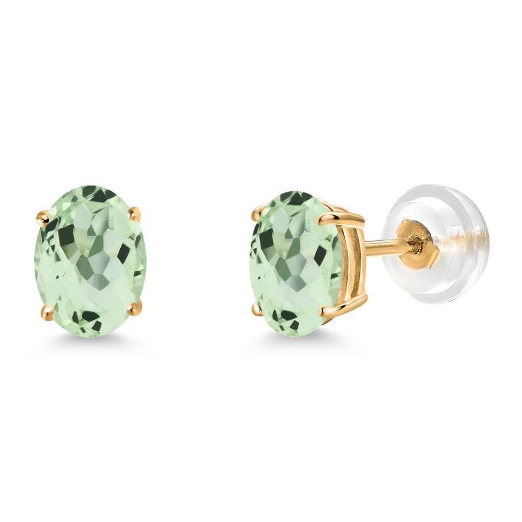 Gem Stone King Gemstone Birthstone Stud Earrings for Women Men | 14K Yellow Gold | Oval 7X5MM | Fine Jewelry Gifts for Mom Women Wife