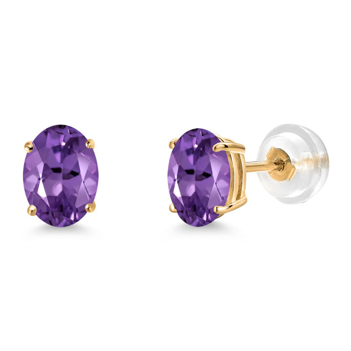 Gem Stone King Gemstone Birthstone Stud Earrings for Women Men | 14K Yellow Gold | Oval 7X5MM | Fine Jewelry Gifts for Mom Women Wife