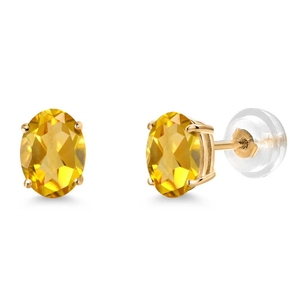 Gem Stone King Gemstone Birthstone Stud Earrings for Women Men | 14K Yellow Gold | Oval 7X5MM | Fine Jewelry Gifts for Mom Women Wife