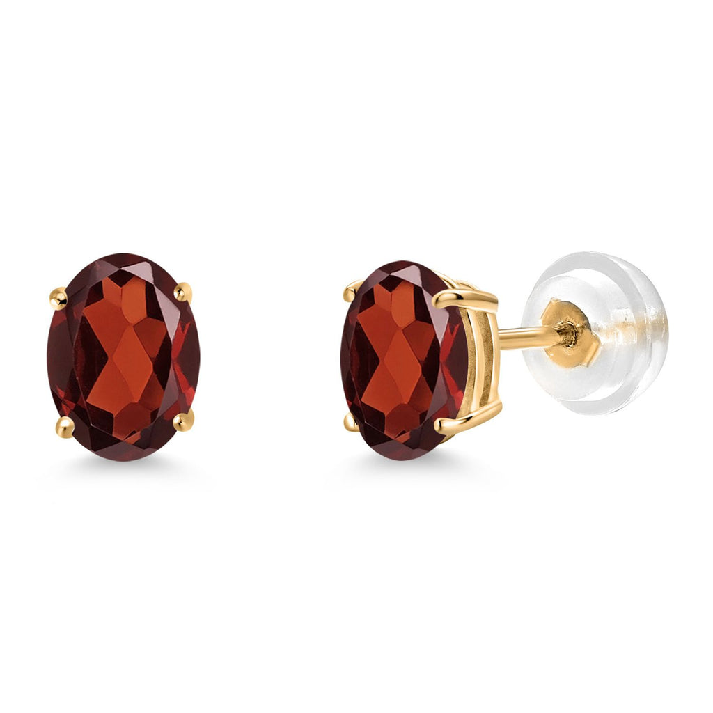 Gem Stone King Gemstone Birthstone Stud Earrings for Women Men | 14K Yellow Gold | Oval 7X5MM | Fine Jewelry Gifts for Mom Women Wife