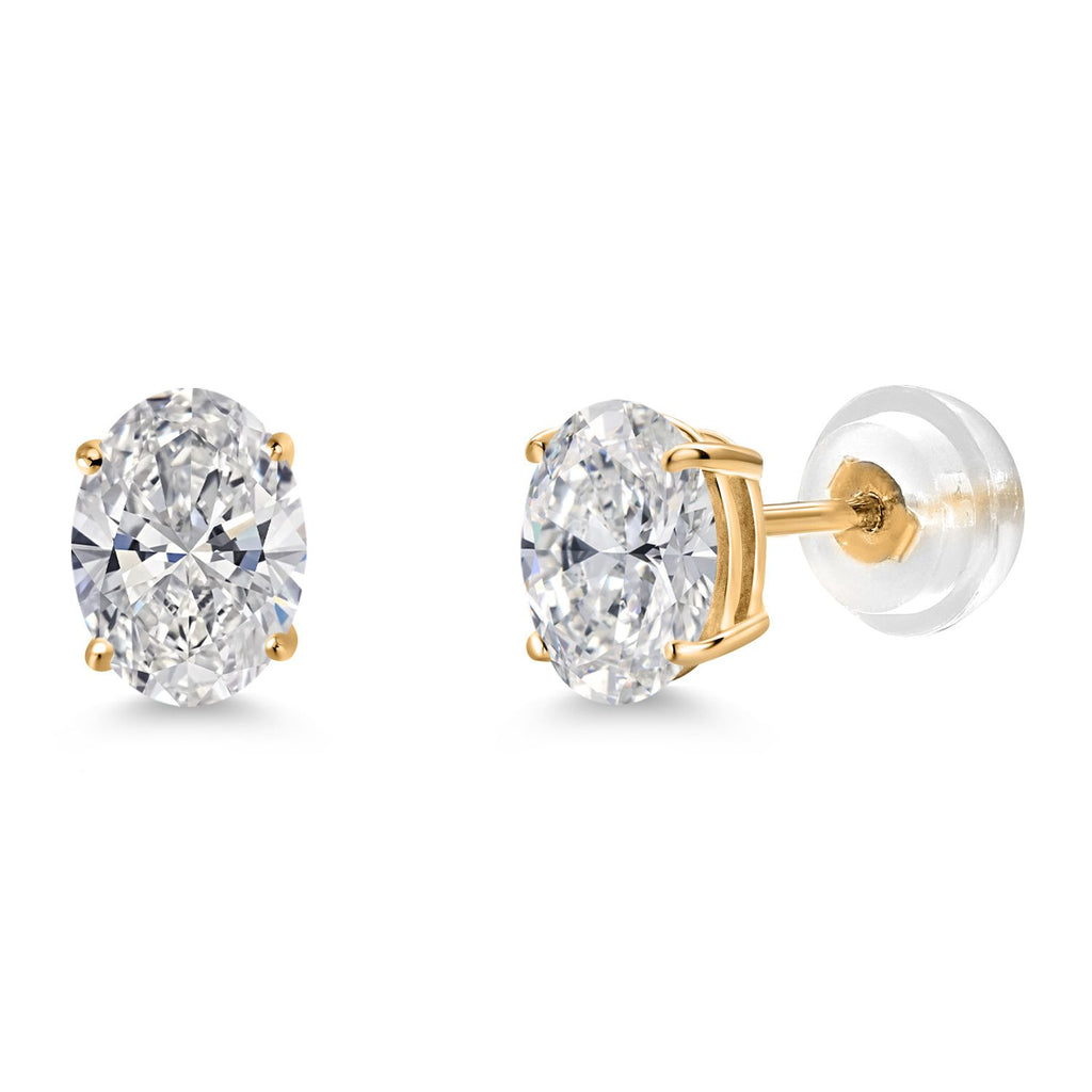 Gem Stone King Gemstone Birthstone Stud Earrings for Women Men | 14K Yellow Gold | Oval 7X5MM | Fine Jewelry Gifts for Mom Women Wife