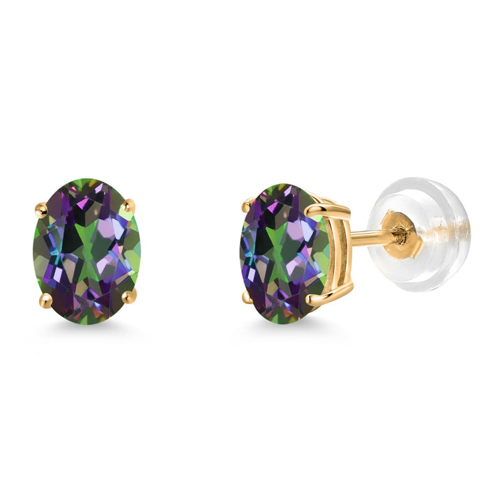 Gem Stone King Gemstone Birthstone Stud Earrings for Women Men | 14K Yellow Gold | Oval 7X5MM | Fine Jewelry Gifts for Mom Women Wife