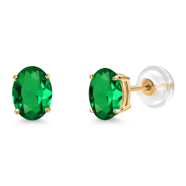 Gem Stone King Gemstone Birthstone Stud Earrings for Women Men | 14K Yellow Gold | Oval 7X5MM | Fine Jewelry Gifts for Mom Women Wife