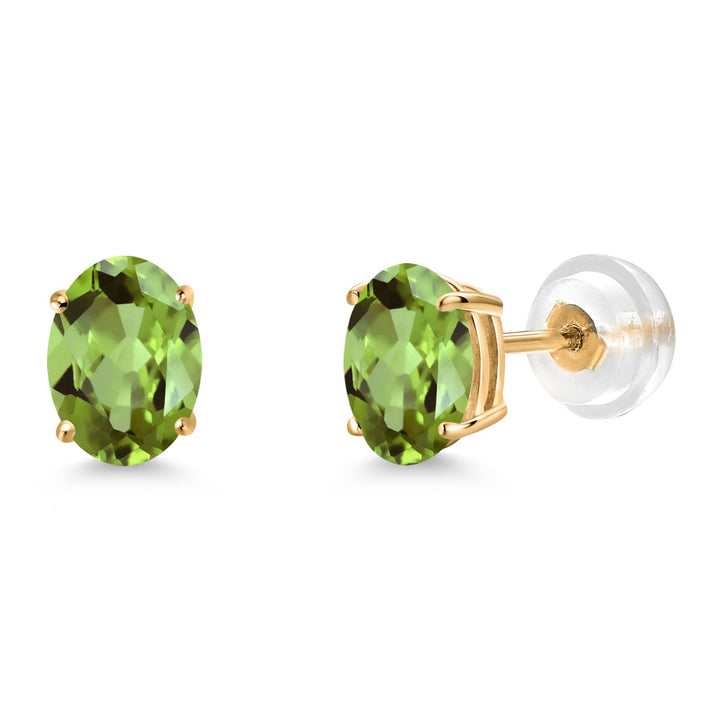 Gem Stone King Gemstone Birthstone Stud Earrings for Women Men | 14K Yellow Gold | Oval 7X5MM | Fine Jewelry Gifts for Mom Women Wife