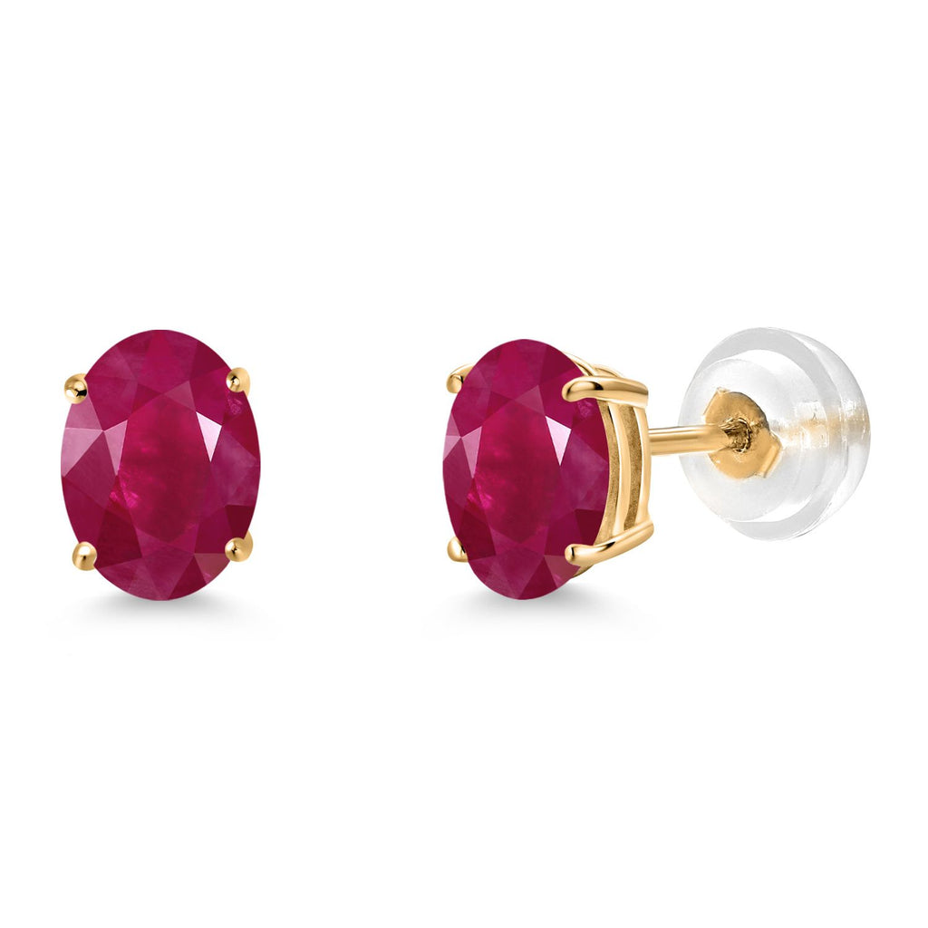 Gem Stone King Gemstone Birthstone Stud Earrings for Women Men | 14K Yellow Gold | Oval 7X5MM | Fine Jewelry Gifts for Mom Women Wife