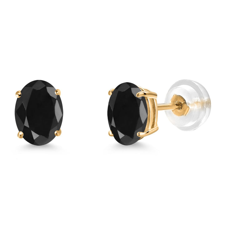 Gem Stone King Gemstone Birthstone Stud Earrings for Women Men | 14K Yellow Gold | Oval 7X5MM | Fine Jewelry Gifts for Mom Women Wife