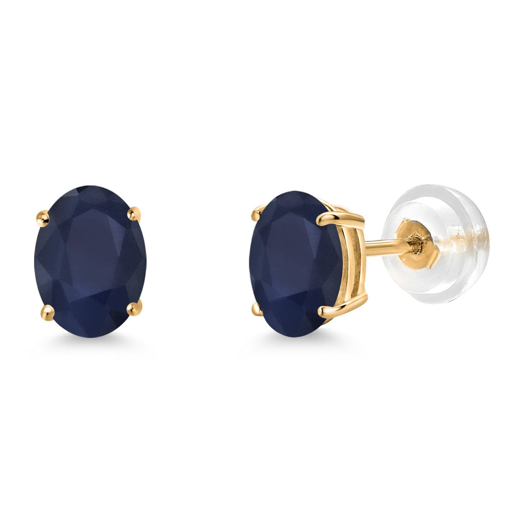 Gem Stone King Gemstone Birthstone Stud Earrings for Women Men | 14K Yellow Gold | Oval 7X5MM | Fine Jewelry Gifts for Mom Women Wife