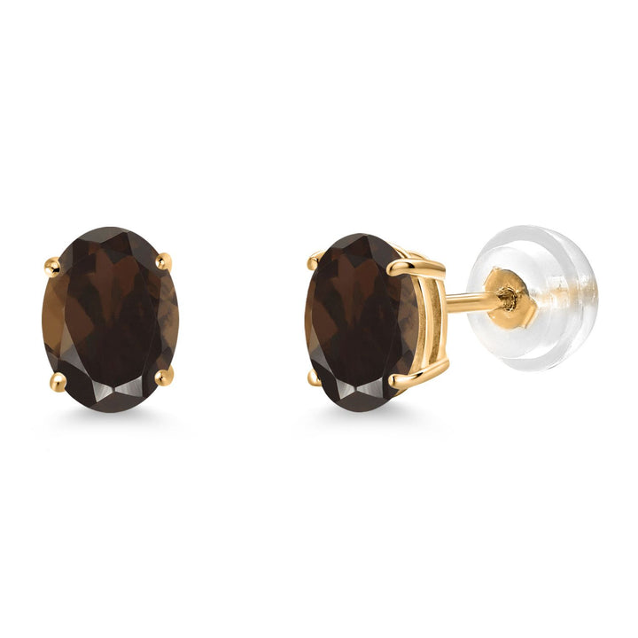 Gem Stone King Gemstone Birthstone Stud Earrings for Women Men | 14K Yellow Gold | Oval 7X5MM | Fine Jewelry Gifts for Mom Women Wife
