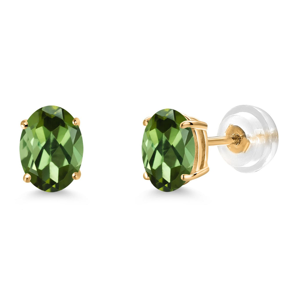 Green Tourmaline - October_Earrings in 14K Yellow Gold