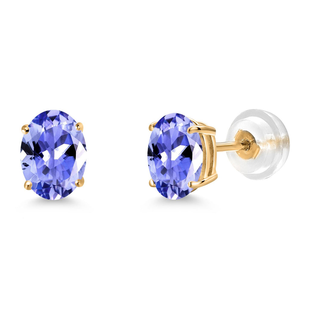 Gem Stone King Gemstone Birthstone Stud Earrings for Women Men | 14K Yellow Gold | Oval 7X5MM | Fine Jewelry Gifts for Mom Women Wife