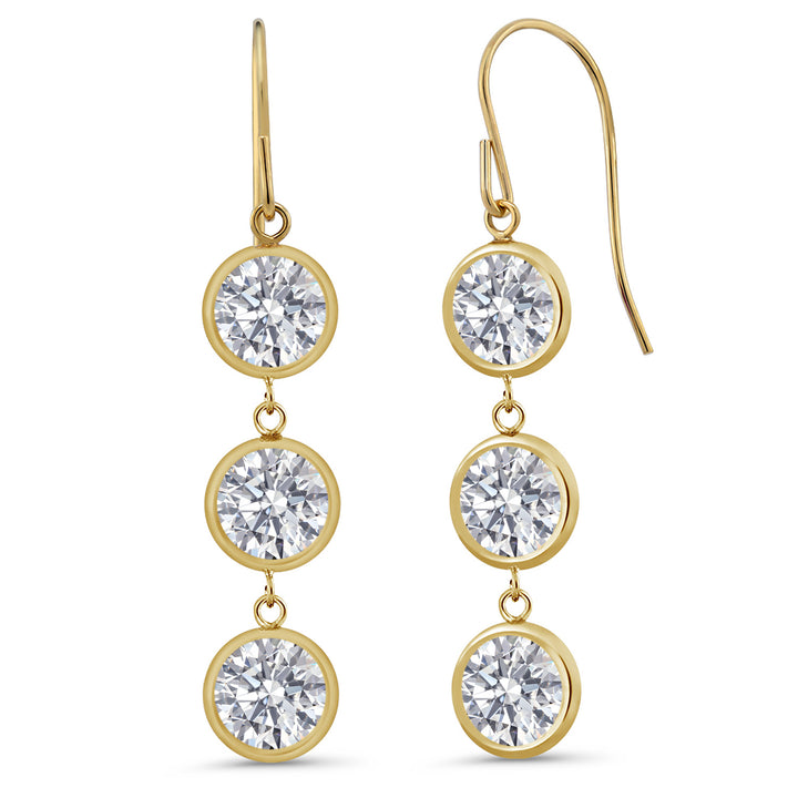 14K Yellow Gold E - F Lab Grown Diamond Earrings for Women | 3.00 Cttw | Gemstone April Birthstone | Round 5MM