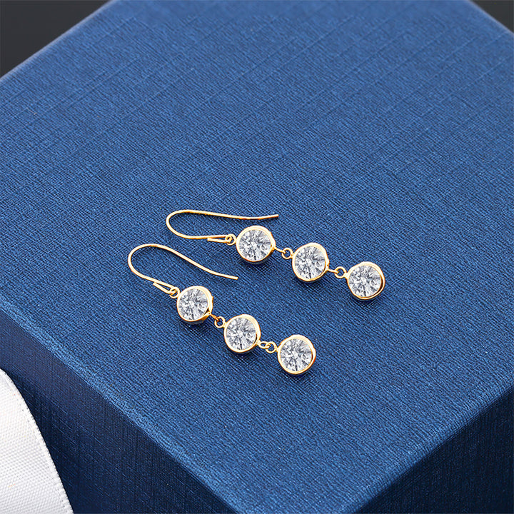 14K Yellow Gold E - F Lab Grown Diamond Earrings for Women | 3.00 Cttw | Gemstone April Birthstone | Round 5MM