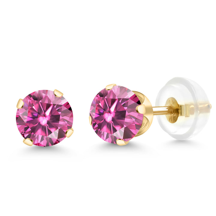 Pink Moissanite - April_Earrings in 14K Yellow Gold