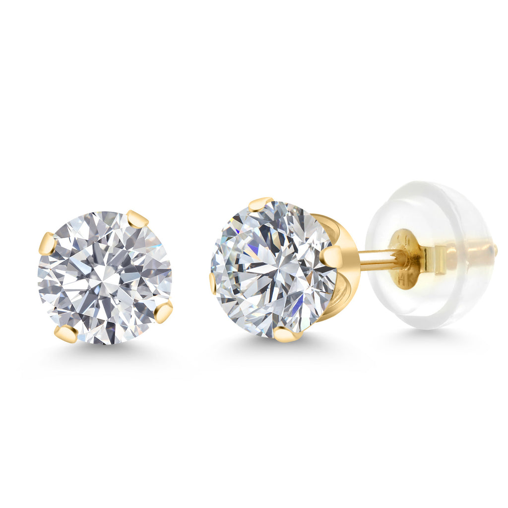 14K Yellow Gold Gemstone Birthstone 4-Prong Stud Earrings For Women Men | 5MM Round | Fine Jewelry Gift for Her Him Mom Dad Women Men Wife