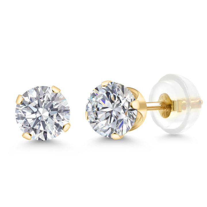 14K Yellow Gold Gemstone Birthstone 4-Prong Stud Earrings For Women Men | 5MM Round | Fine Jewelry Gift for Her Him Mom Dad Women Men Wife