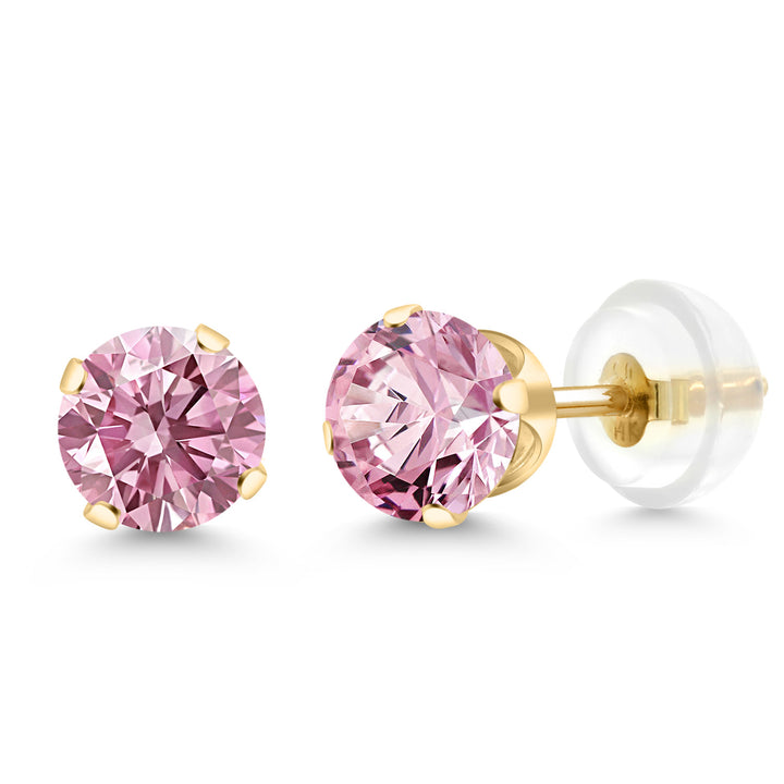 Pink Lab Grown Diamond - April_Earrings in 14K Yellow Gold