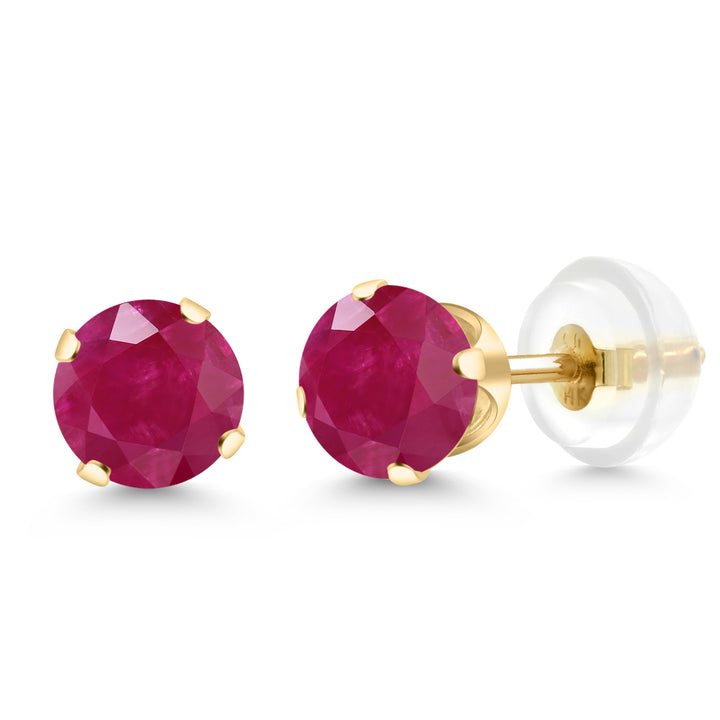 Ruby - July_Earrings in 14K Yellow Gold