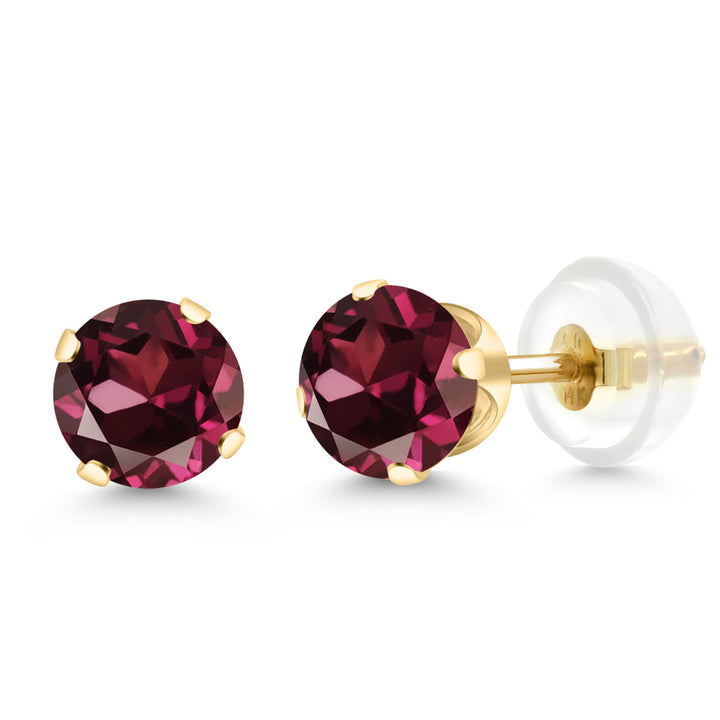 14K Yellow Gold Gemstone Birthstone 4-Prong Stud Earrings For Women Men | 5MM Round | Fine Jewelry Gift for Her Him Mom Dad Women Men Wife
