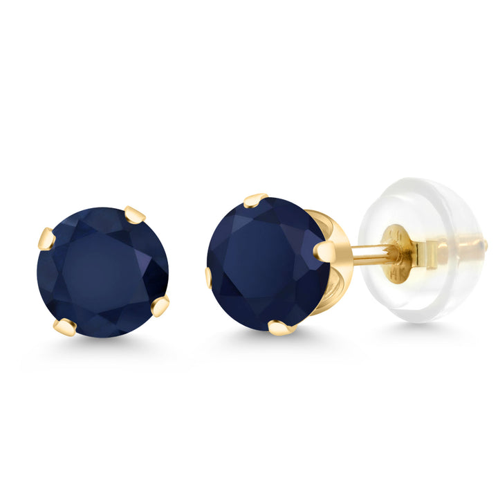 14K Yellow Gold Gemstone Birthstone 4-Prong Stud Earrings For Women Men | 5MM Round | Fine Jewelry Gift for Her Him Mom Dad Women Men Wife