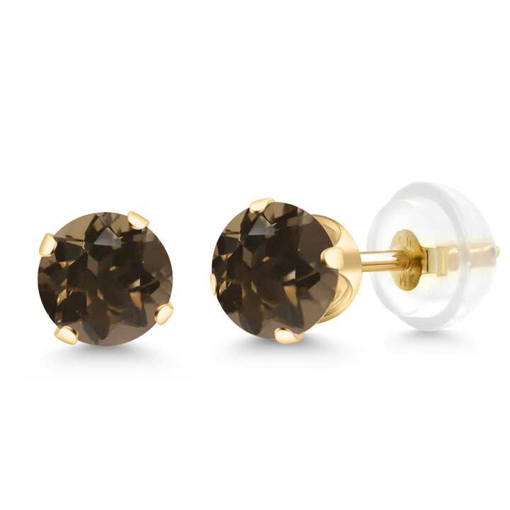 14K Yellow Gold Gemstone Birthstone 4-Prong Stud Earrings For Women Men | 5MM Round | Fine Jewelry Gift for Her Him Mom Dad Women Men Wife