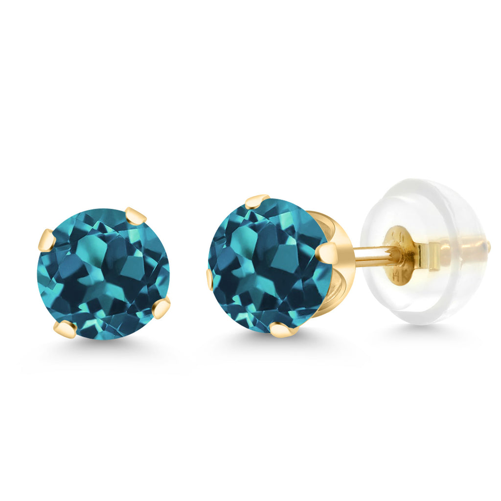 14K Yellow Gold Gemstone Birthstone 4-Prong Stud Earrings For Women Men | 5MM Round | Fine Jewelry Gift for Her Him Mom Dad Women Men Wife