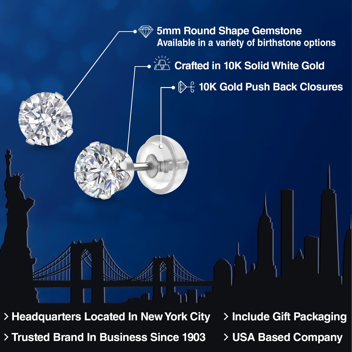 E - F_Earrings in 10K White Gold