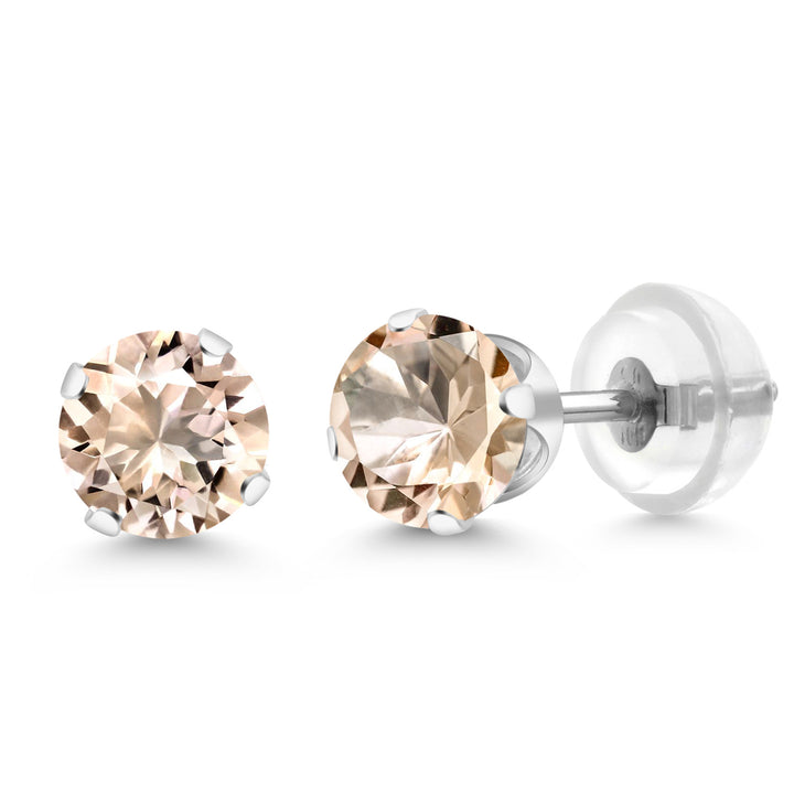 10K White Gold Gemstone Birthstone 4-Prong Stud Earrings For Women Men | Round 5MM | Fine Jewelry for Her Mom Women Wife Men