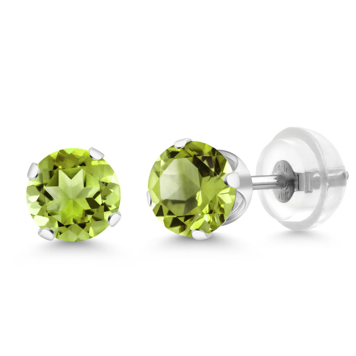 10K White Gold Gemstone Birthstone 4-Prong Stud Earrings For Women Men | Round 5MM | Fine Jewelry for Her Mom Women Wife Men