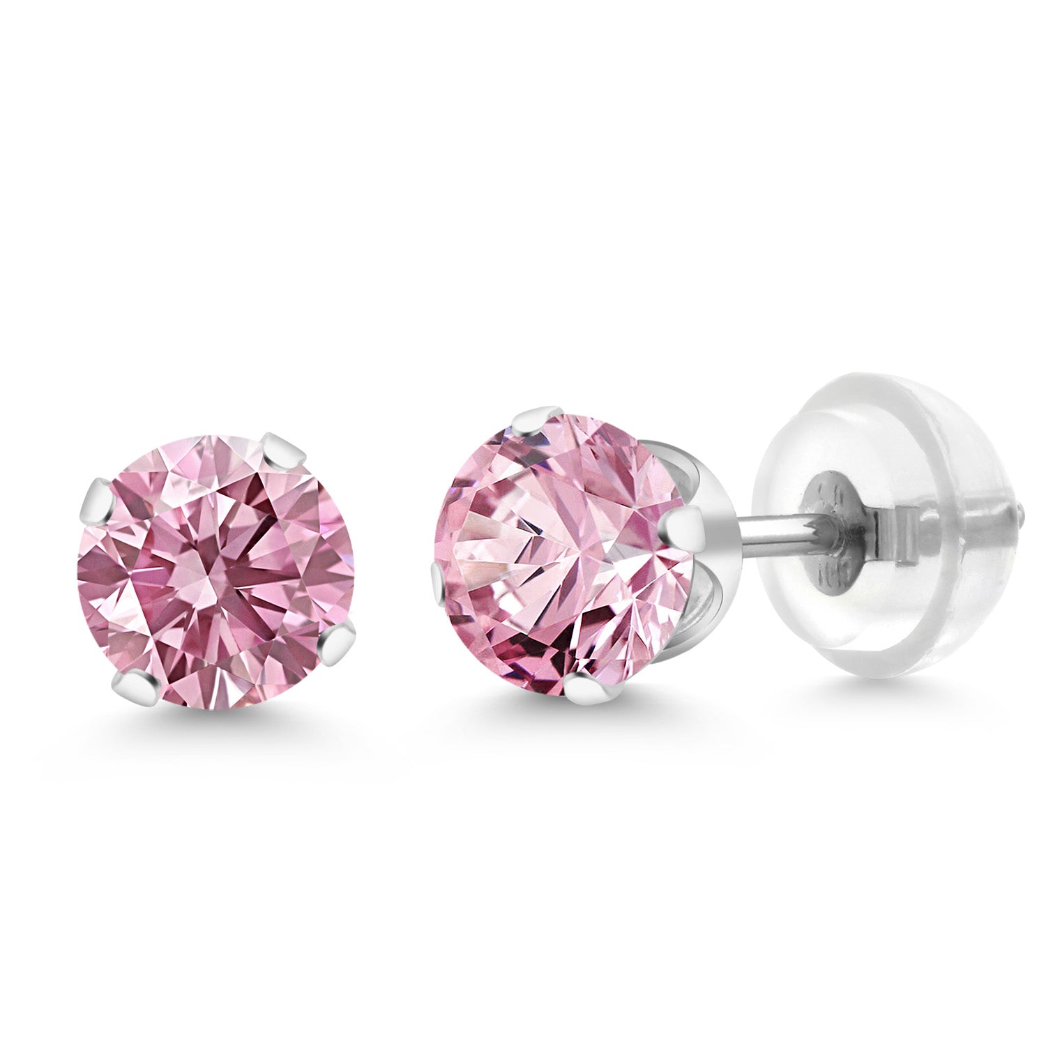 Pink Lab Grown Diamond - April_Earrings in 10K White Gold