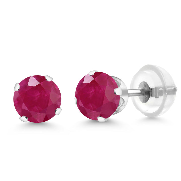 10K White Gold Gemstone Birthstone 4-Prong Stud Earrings For Women Men | Round 5MM | Fine Jewelry for Her Mom Women Wife Men