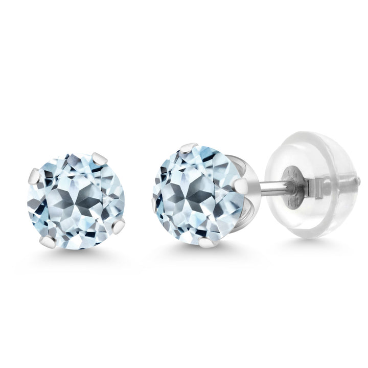 Sky Blue Topaz - November_Earrings in 10K White Gold