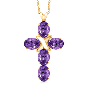 Amethyst - February_Pendant in 925 Yellow Gold Plated Silver