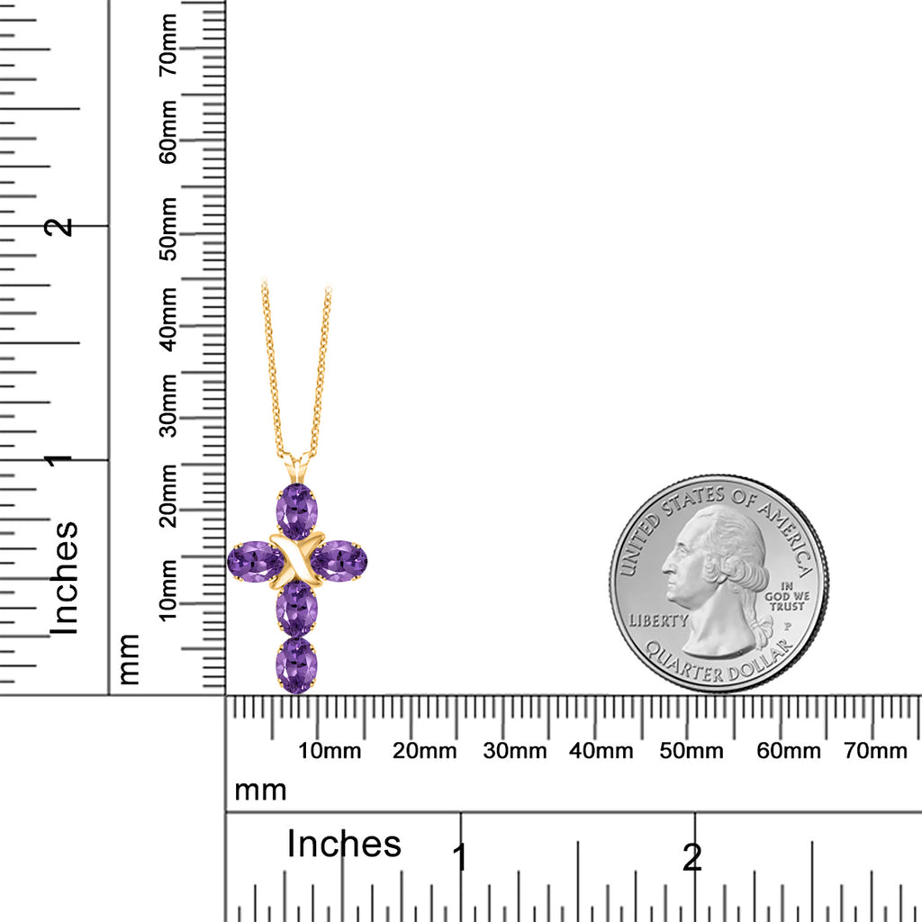 Amethyst - February_Pendant in 925 Yellow Gold Plated Silver
