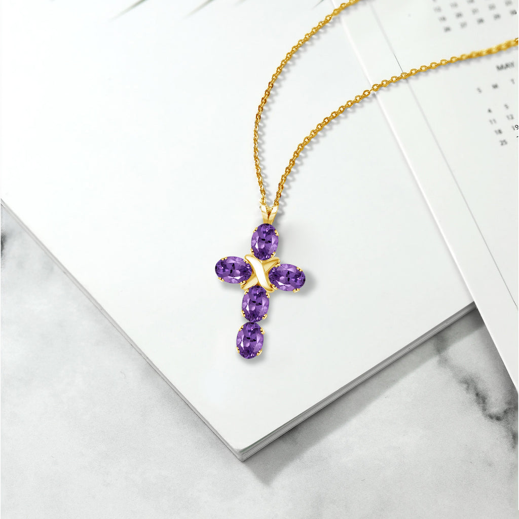 Amethyst - February_Pendant in 925 Yellow Gold Plated Silver