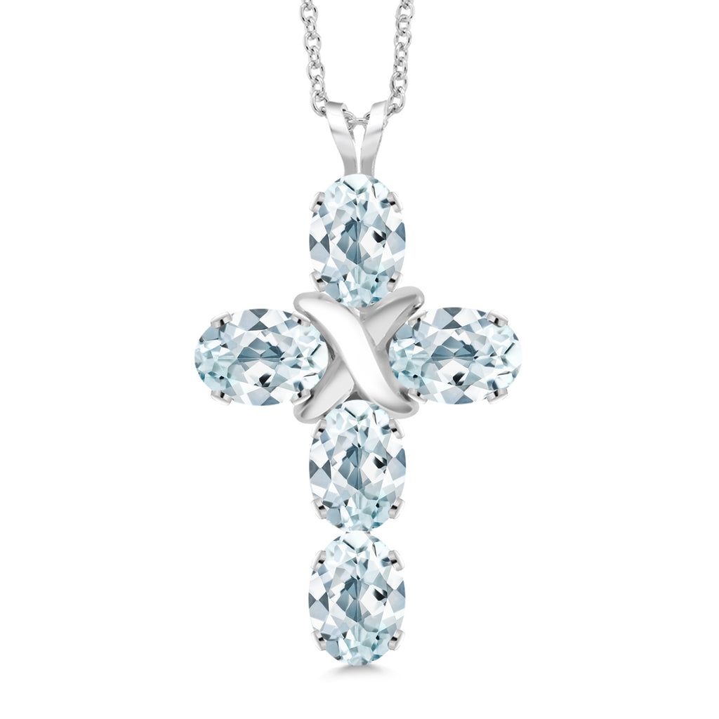 Aquamarine - March_Pendant in 925 Sterling Silver