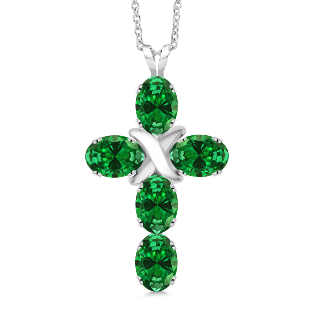 Created Emerald - May_Pendant in 925 Sterling Silver