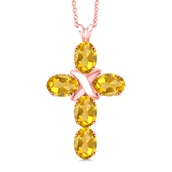 Citrine - November_Pendant in 925 Rose Gold Plated Silver