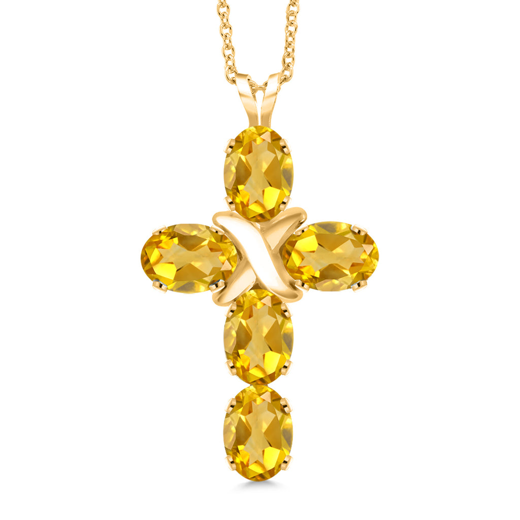 Citrine - November_Pendant in 925 Yellow Gold Plated Silver