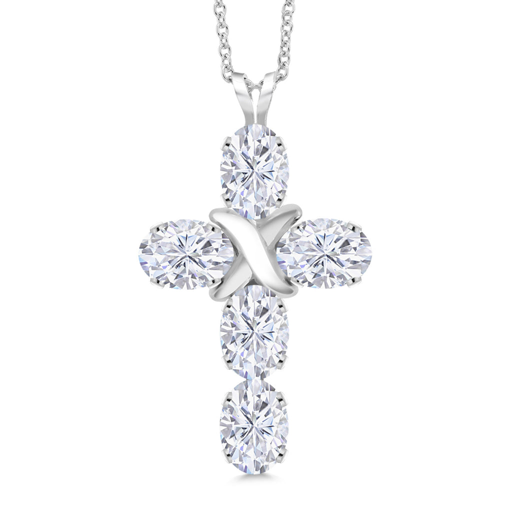 White Moissanite - April_Pendant in 925 Sterling Silver