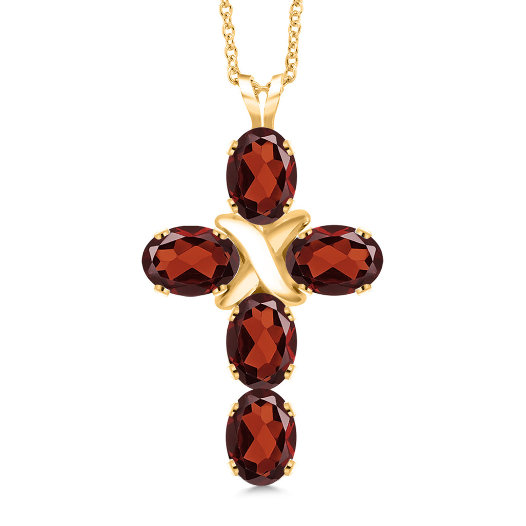 Garnet - January_Pendant in 925 Yellow Gold Plated Silver