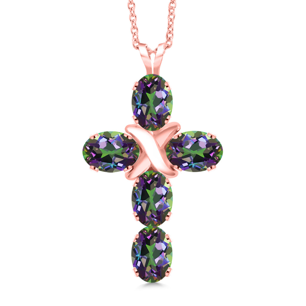 Green Mystic Topaz_Pendant in 925 Rose Gold Plated Silver