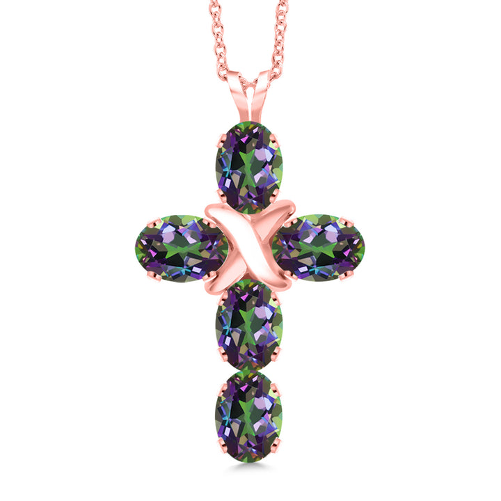 Green Mystic Topaz_Pendant in 925 Rose Gold Plated Silver