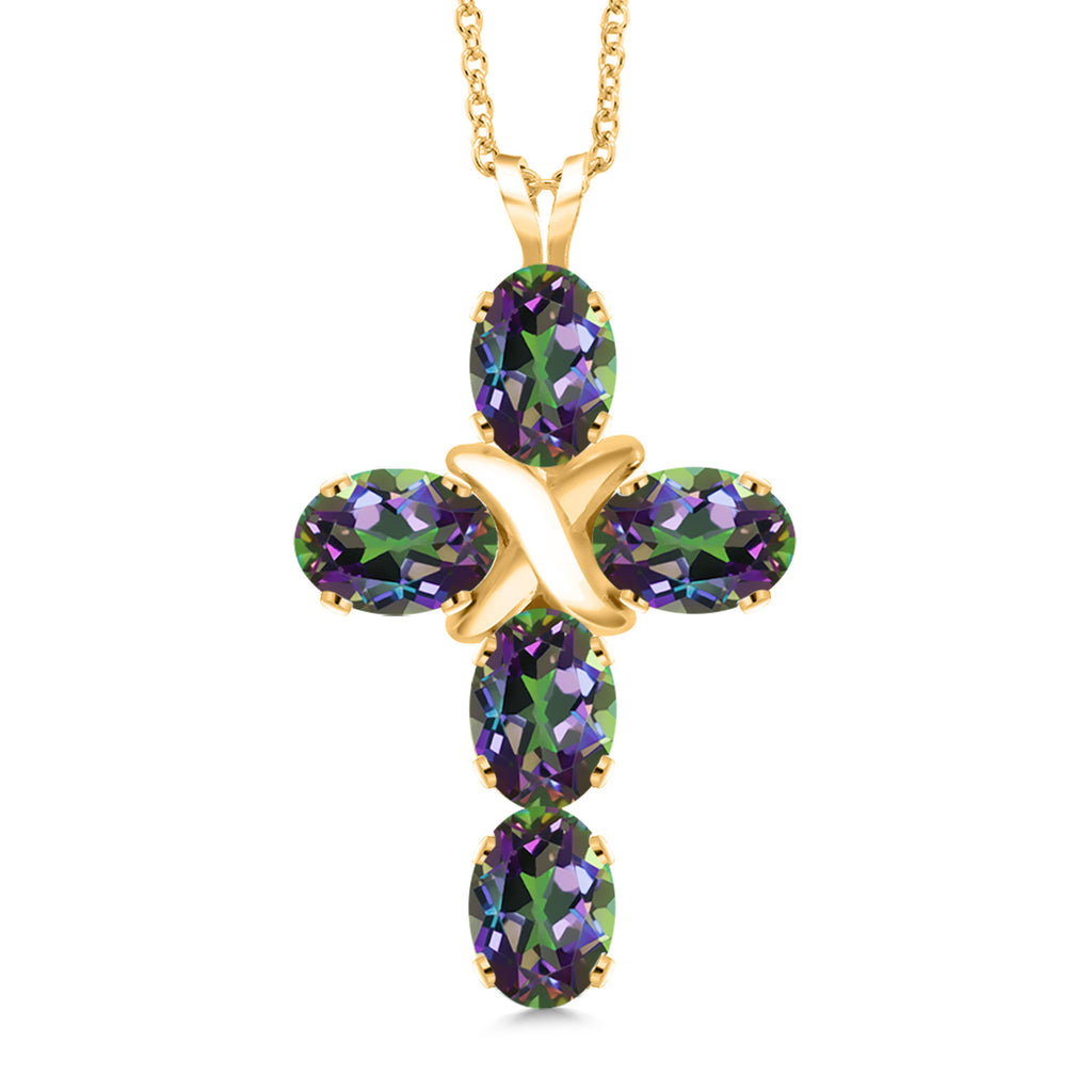 Green Mystic Topaz_Pendant in 925 Yellow Gold Plated Silver