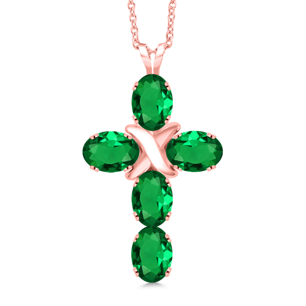 Nano Emerald - May_Pendant in 925 Rose Gold Plated Silver