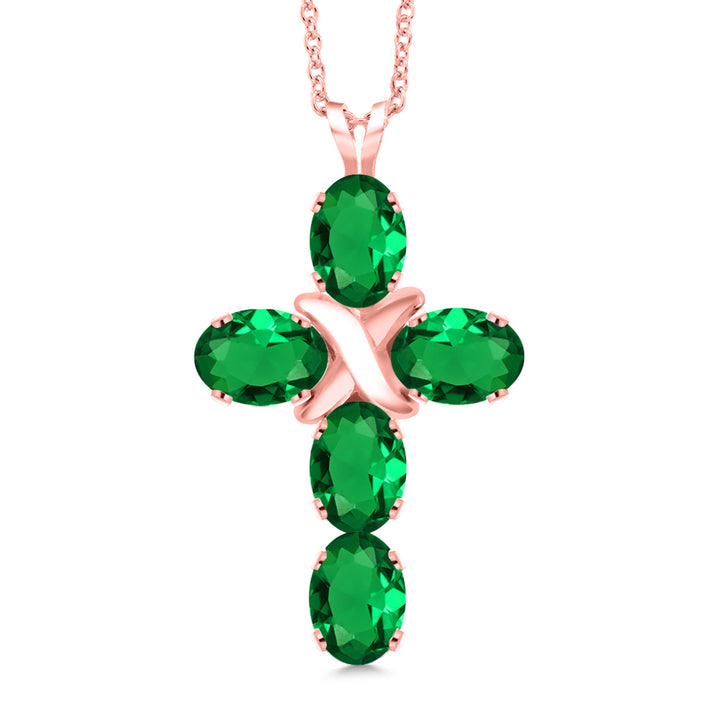 Nano Emerald - May_Pendant in 925 Rose Gold Plated Silver