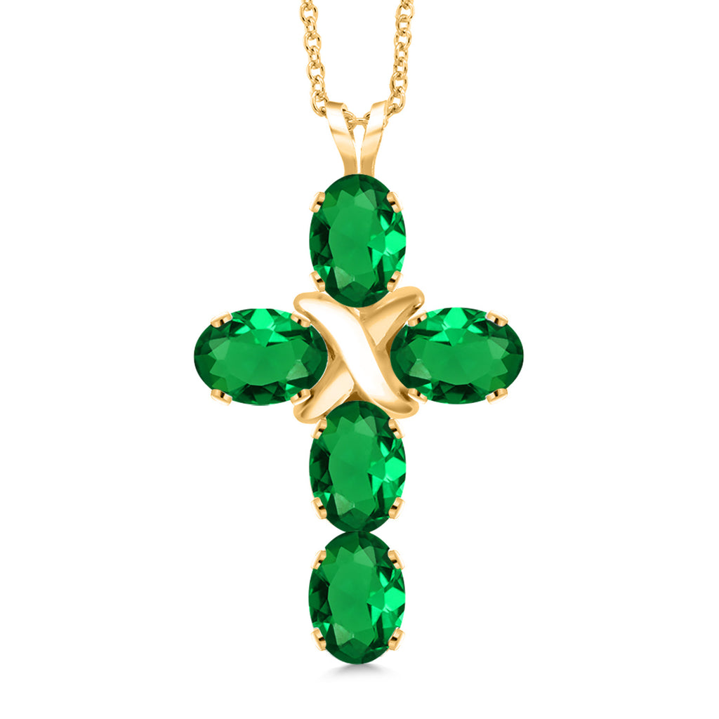 Nano Emerald - May_Pendant in 925 Yellow Gold Plated Silver