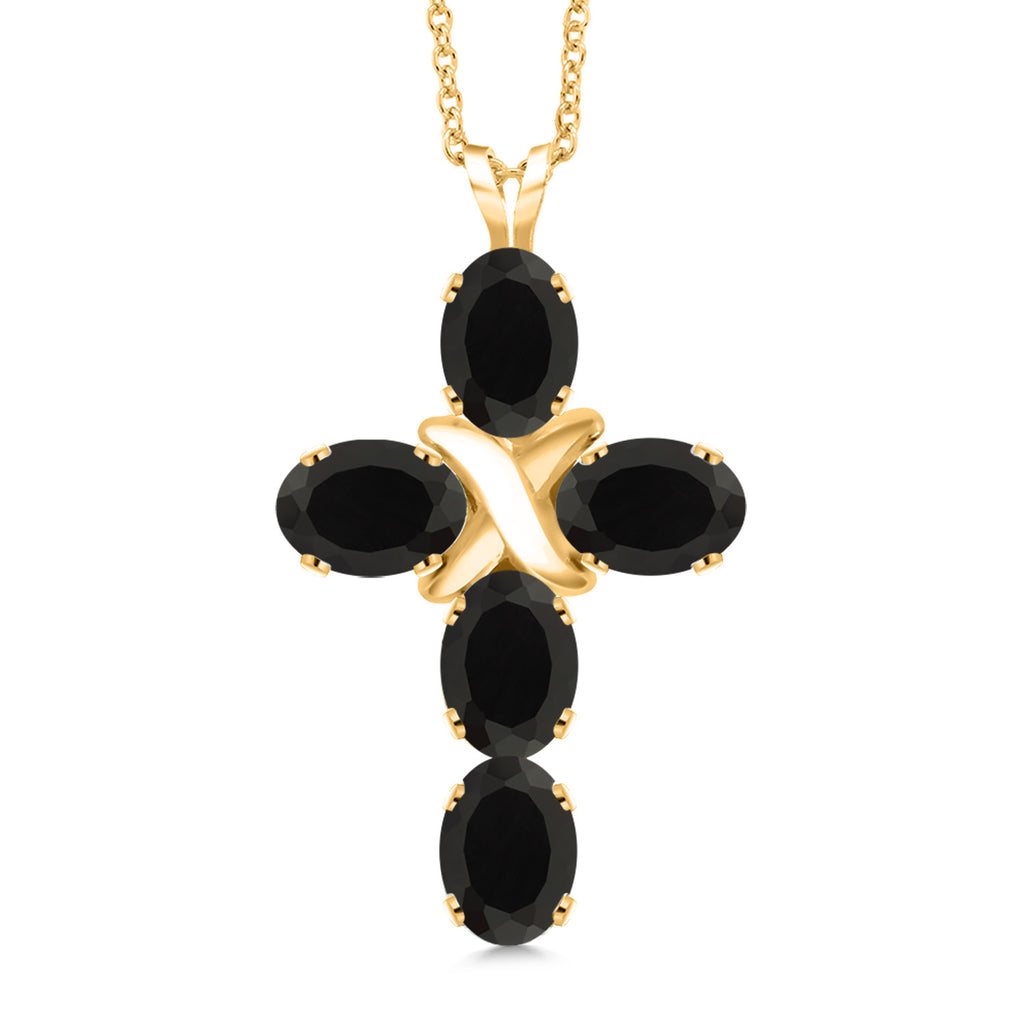 Onyx - December_Pendant in 925 Yellow Gold Plated Silver